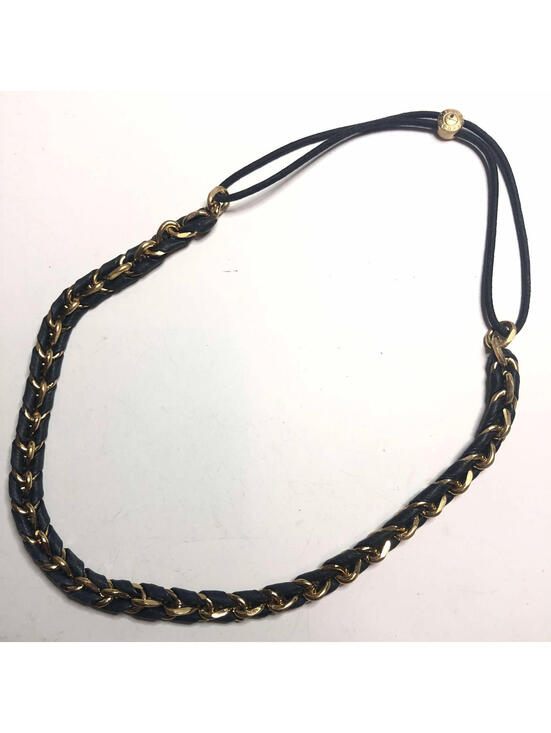 Henri Bendel Accessories - 2593 Henri Bendel stretch Headband braided chain goldtone & Navy